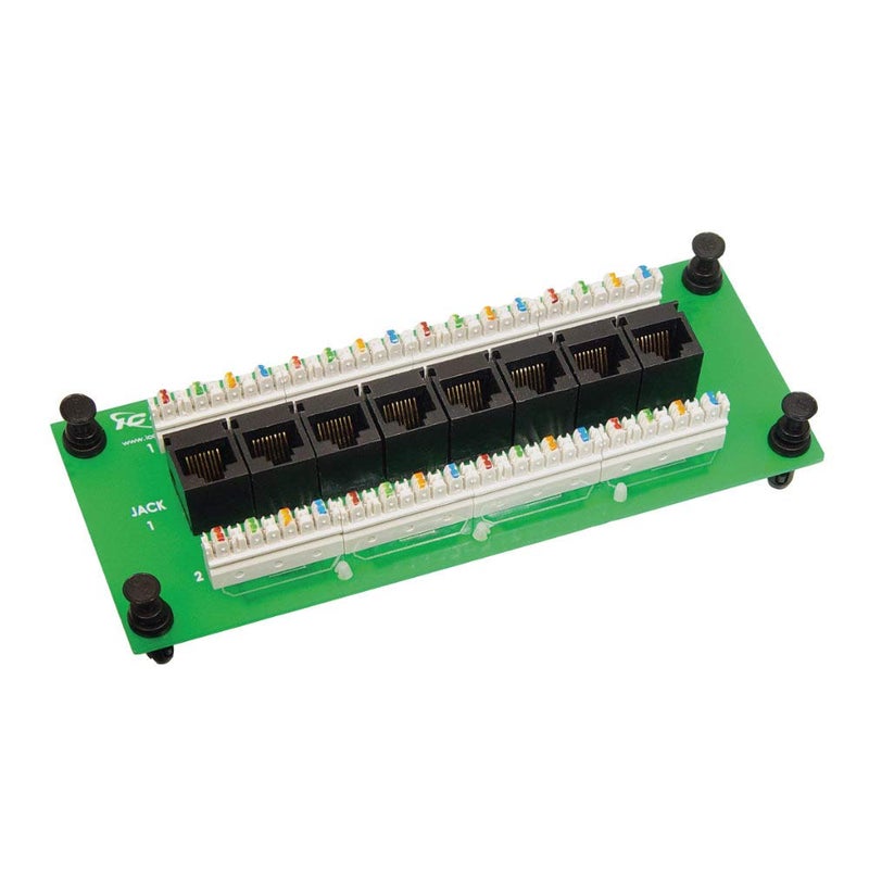 ICC CAT6 Ethernet Data Module, 8 Ports, UL Listed & PoE++ Rated, High-Performance Network Interface, Quick Push-Pin Mount, Fits 9", 14", and 28" Structured Wiring Enclosures - Image 1